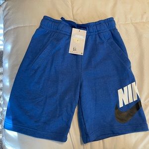 youth nike blue fleece shorts